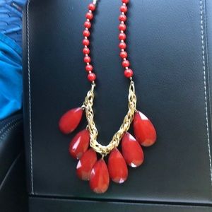 Red and gold statement necklace